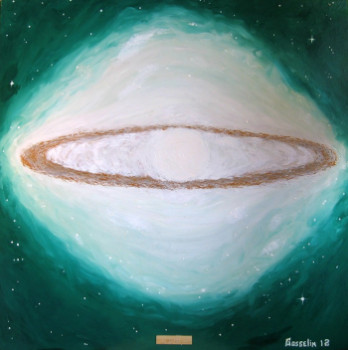 Œuvre contemporaine nommée « Galaxie sombrero Messier », Réalisée par GéRALD GOSSELIN