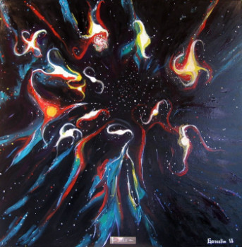Œuvre contemporaine nommée « Galaxies lointaines », Réalisée par GéRALD GOSSELIN