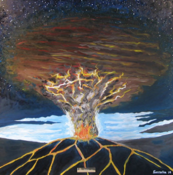 Œuvre contemporaine nommée « Orage volcanique », Réalisée par GéRALD GOSSELIN