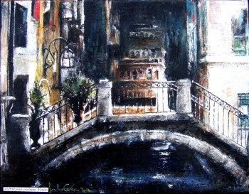 Œuvre contemporaine nommée « Venise, petit pont nocturne », Réalisée par JEAN-LUC CELCE
