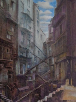 Œuvre contemporaine nommée « Escaliers sur cour 2 », Réalisée par JACQUES TAFFOREAU
