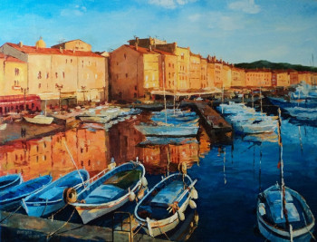 Œuvre contemporaine nommée « Port de Saint-Tropez », Réalisée par ZHUYAN