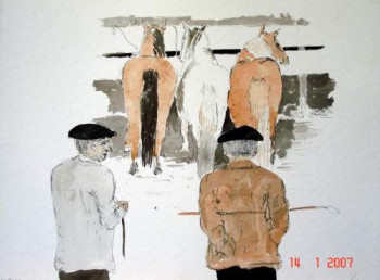 Œuvre contemporaine nommée « Foire aux chevaux 2 », Réalisée par GUILLOU