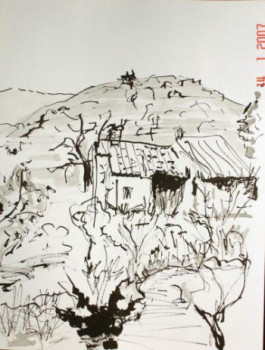 Œuvre contemporaine nommée « paysage de la Drôme 1 », Réalisée par GUILLOU
