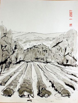 Œuvre contemporaine nommée « paysage de la Drôme », Réalisée par GUILLOU