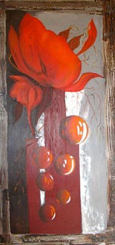 Œuvre contemporaine nommée « La fleur orange », Réalisée par MARIE-FRANçOISE LONG