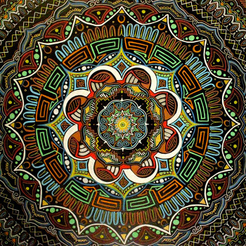 Œuvre contemporaine nommée « Mandala 5 », Réalisée par TOCKART