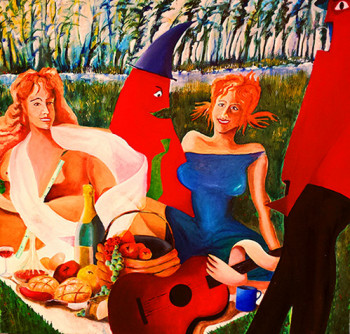 Œuvre contemporaine nommée « Déjeuner sur l'herbe en mode funky », Réalisée par MAAKO