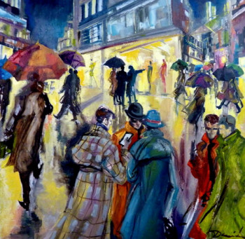 Œuvre contemporaine nommée « Place de la victoire quelque hommes pressés », Réalisée par TIRADO