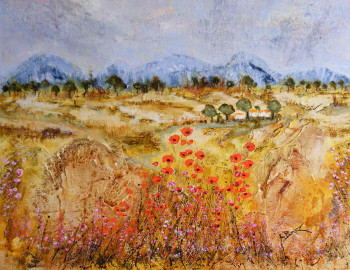 Œuvre contemporaine nommée « Coquelicots en provence », Réalisée par ALBUR