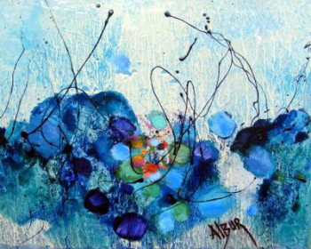 Œuvre contemporaine nommée « Montagne bleue », Réalisée par ALBUR