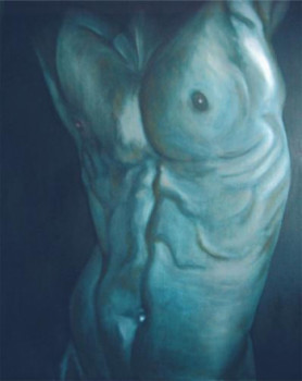 Œuvre contemporaine nommée « torse bleu », Réalisée par MALIKA ADRAR