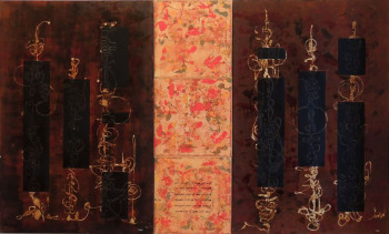 Œuvre contemporaine nommée « De la couleur des métaphores (triptyque) », Réalisée par J.CLAUDE SAVI