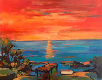 Œuvre contemporaine nommée « Coucher de Soleil », Réalisée par PIERRE MALRIEUX