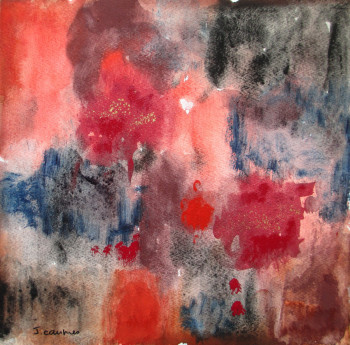 Œuvre contemporaine nommée « carré rouge 3 », Réalisée par J. CAUMES