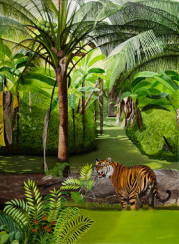 Œuvre contemporaine nommée « Tigre dans les marécages », Réalisée par JACQUELINE VERNAY-MILLOT