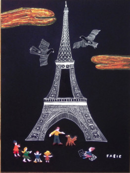 Œuvre contemporaine nommée « Sous la Tour Eiffel », Réalisée par FABIE