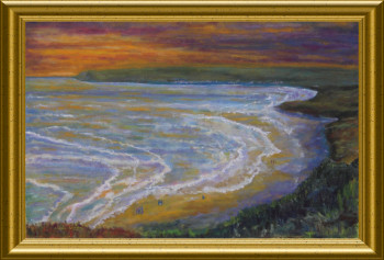 Œuvre contemporaine nommée « Wissant -Marée basse en soirée dans la baie - 60X92 », Réalisée par ARTOIS