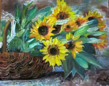 Œuvre contemporaine nommée « Bouquet de tournesols », Réalisée par DANIèLE DAYER