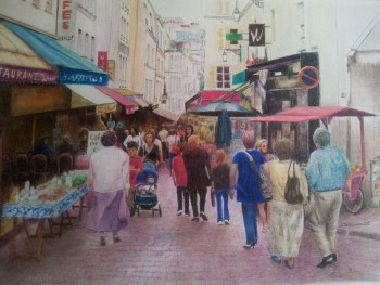 Œuvre contemporaine nommée « La Mouffe rue parisienne », Réalisée par JACQUES TAFFOREAU