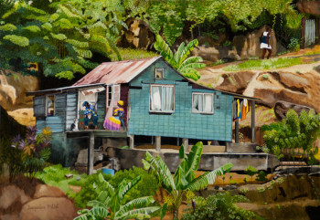 Œuvre contemporaine nommée « Maison bleue des Caraïbes », Réalisée par JACQUELINE VERNAY-MILLOT