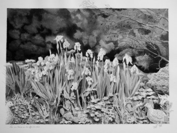 Œuvre contemporaine nommée « Les iris blancs », Réalisée par JYCé