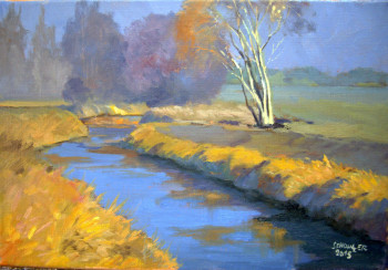 Œuvre contemporaine nommée « rivière dans les champs du Ried », Réalisée par ROBERT SCHOULER