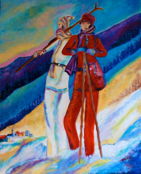 Œuvre contemporaine nommée « Ski dans Les laurentides », Réalisée par GHISLAINE CAPRIN