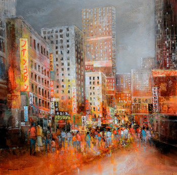 Œuvre contemporaine nommée « Nuit sur la ville », Réalisée par JEAN GODIN