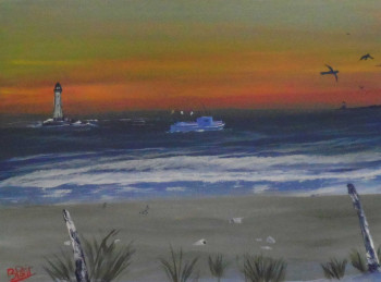 Œuvre contemporaine nommée « Coucher de soleil sur la plage », Réalisée par BENJAMIN PETIT