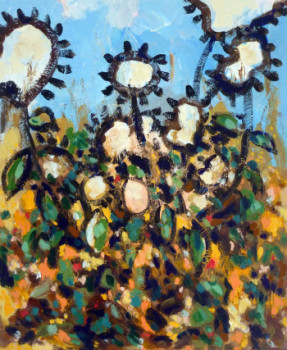 Œuvre contemporaine nommée « le jardin aux fleurs blanches », Réalisée par PIERRE-YVES BELTRAN