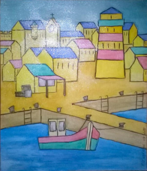 Œuvre contemporaine nommée « les petites maisons jaunes 4 », Réalisée par LES PETITES MAISONS JAUNES