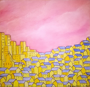 Œuvre contemporaine nommée « les petites maisons jaunes », Réalisée par LES PETITES MAISONS JAUNES