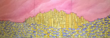 Œuvre contemporaine nommée « les petites maisons jaunes 9 », Réalisée par LES PETITES MAISONS JAUNES