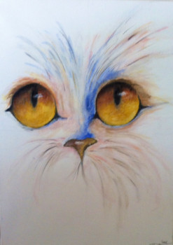 Œuvre contemporaine nommée « Le chat , son regard », Réalisée par PATRICIA DELEY