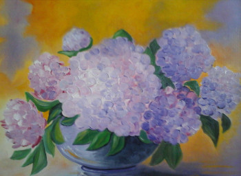 Œuvre contemporaine nommée « HORTENSIAS », Réalisée par MIREILLE MAURY