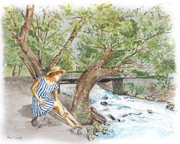 Œuvre contemporaine nommée « Fille au bord du ruisseau », Réalisée par PASCAL LENOBLE