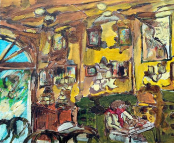 Œuvre contemporaine nommée « un café à Forcalquier », Réalisée par FLETCHER-MAUNIER