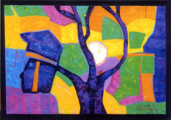 Œuvre contemporaine nommée « l'arbre euclairté », Réalisée par FRANCE WAGNER
