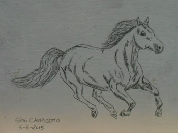 Œuvre contemporaine nommée « Cheval  », Réalisée par ANGELINO CAMPIGOTTO