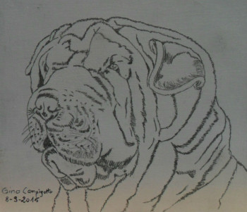 Œuvre contemporaine nommée « Tête de Chien 2 », Réalisée par ANGELINO CAMPIGOTTO