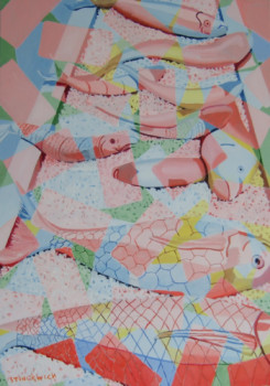 Œuvre contemporaine nommée « marché aux poissons », Réalisée par STINCKWICH