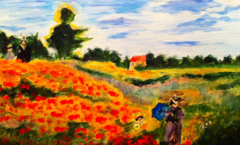 Œuvre contemporaine nommée « Champ de coquelicots d après C Monet », Réalisée par PATRICIA DELEY
