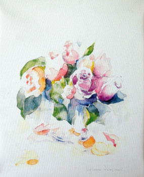Œuvre contemporaine nommée « bouquet de roses », Réalisée par LYLIANE FOUCAULT