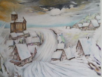 Œuvre contemporaine nommée « Village retraite dans la neige », Réalisée par JACQUES TAFFOREAU
