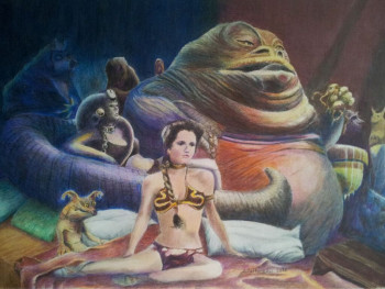 Œuvre contemporaine nommée « Jabba le Huttet les deux captives », Réalisée par JACQUES TAFFOREAU