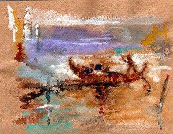 Œuvre contemporaine nommée « Gondolier, ocre, Venise. », Réalisée par JEAN-LUC CELCE