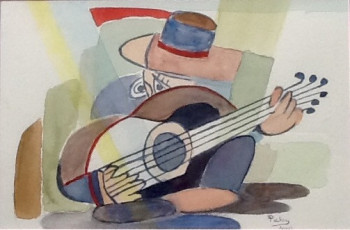 Œuvre contemporaine nommée « Le joueur de guitare », Réalisée par PATRICIA DELEY