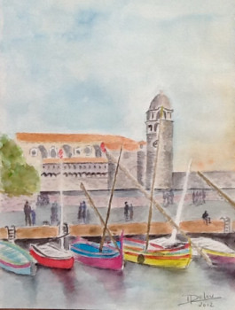 Œuvre contemporaine nommée « Le port de Collioure », Réalisée par PATRICIA DELEY