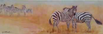 Œuvre contemporaine nommée « Les Zèbres prennent la pose - The Zebras pose », Réalisée par MICHEL AMIACHE